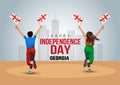 Happy independence day Georgia 26th May. a boy and girl running with Georgia flag. vector illustration design