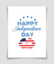 Happy Independence Day greeting card with US flag lips on white background