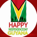 Happy Independence Day Guyana Wallpaper with Waving Flag. Abstract national holiday celebration and wishes
