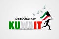 Happy independence day india. covid-19, coronavirus concepthappy national day Kuwait a man running with Kuwait flag. 3d letter