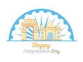 Happy independence day india, gate and taj mahal landmark famous country