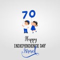 Happy independence day of Israel. 70th anniversary. Modern design template with hand lettering. Vector illustration. kids logo