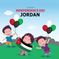 happy independence day Jordan. balloon with kids. abstract vector illustration design