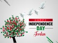 Happy Independence Day Jordan Vector Template Design Illustration. flag tree with flying pigeon