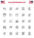Happy Independence Day 25 Lines Icon Pack for Web and Print plant; cactus; fast food; party; buntings Royalty Free Stock Photo