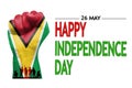 Happy Independence Day Modern Abstract Background with Fist Painted with Guyana flag. New 26th of may backdrop concept