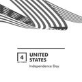 Happy Independence Day. Monochrome Curly twisted Flag of USA set. July Fourth United States federal holiday 3d vector