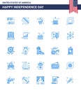 Happy Independence Day Pack of 25 Blues Signs and Symbols for nutrition; donut; barbecue; usa; indianapolis