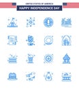 Happy Independence Day Pack of 16 Blues Signs and Symbols for paper; tourism; bird; landmark; gate