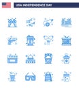 Happy Independence Day Pack of 16 Blues Signs and Symbols for tourism; golden; garland; gate; weapon