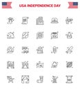 Happy Independence Day Pack of 25 Lines Signs and Symbols for animal; army; office; security; american