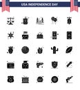 Happy Independence Day Pack of 25 Solid Glyph Signs and Symbols for american; bloons; liquid; bloon; landmark