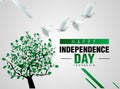 Happy independence day Pakistan 14th august. pigeon flying with flag colored tree. vector illustration Royalty Free Stock Photo