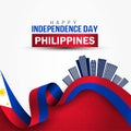 happy independence day Philippines. 3d flag monuments. abstract vector illustration design