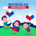 happy independence day Philippines greetings. vector illustration design.happy independence day Philippines greetings with kids.