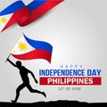 Happy independence day Philippines. hands holding with Philippine flag. vector illustration design Royalty Free Stock Photo