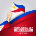 Happy independence day Philippines. hands holding with Philippine flag. vector illustration design Royalty Free Stock Photo