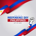 Happy independence day Philippines. hands holding with Philippine flag. vector illustration design Royalty Free Stock Photo