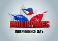 Happy independence day Philippines 12th June. 3d letter with Philippine flag. vector illustration design Royalty Free Stock Photo