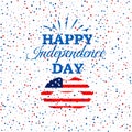 Happy Independence Day poster with American flag lips on scatter circles background