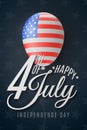 Happy Independence Day poster. 4th of July. United States of America flag pattern. Realistic flying festive balloon. Beautiful Royalty Free Stock Photo