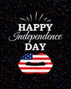 Happy Independence Day poster with USA flag lips on scatter circles background