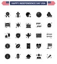 Happy Independence Day 25 Solid Glyph Icon Pack for Web and Print american; bag; football; dollar; thanksgiving