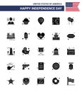 Happy Independence Day 25 Solid Glyph Icon Pack for Web and Print american; bloons; map; bloon; map