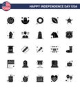 Happy Independence Day 25 Solid Glyph Icon Pack for Web and Print usa; police; food; men; sports