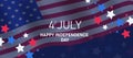 Happy Independence day. Square banner for social media. US flag with 4th of July on blue background. Royalty Free Stock Photo