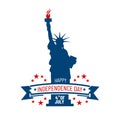 Happy Independence day. Statue of Liberty graphic illustration. American symbol. New York, USA Royalty Free Stock Photo