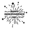 Happy Independence Day Text over Fireworks Background. 4th Fourth of July Holiday Celebration America USA. Black Poster Royalty Free Stock Photo