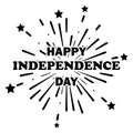 Happy Independence Day Text over Fireworks Background. 4th Fourth of July Holiday Celebration America USA. Black Poster Royalty Free Stock Photo