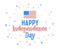 Happy Independence Day text with united states of america flag colors. Vector retro background label for Independence day of USA Royalty Free Stock Photo