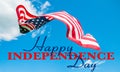 Happy Independence day 4th of July. American flag in blue sky background