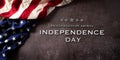 Happy Independence day: 4th of July, American flag on dark stone background with the text Royalty Free Stock Photo