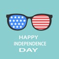 Happy independence day. 4th of July. Glasses with flag. Stock vector illustration Royalty Free Stock Photo