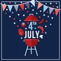 Happy Independence day, 4th July national holiday. Festive greeting card, invitation with bunting flags decoration Royalty Free Stock Photo