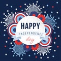 Happy Independence day, 4th July national holiday. Festive greeting card, invitation with fireworks and bunting party