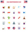 Happy Independence Day 4th July Set of 25 Flats American Pictograph of american; bloons; round; bloon; summer