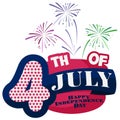 4th of July. Happy Independence Day. USA. United States of America. American Holiday. Fourth of July. Patriotic. Vector Illustrati Royalty Free Stock Photo