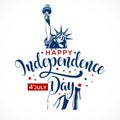 Happy Independence Day of United States of America calligraphic poster, card etc. Vector Fourth of July hand lettering inscription Royalty Free Stock Photo