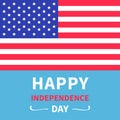 Happy independence day United states of America. Star and strip american flag. 4th of July. Blue background. Flat design. Royalty Free Stock Photo