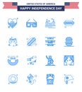 Happy Independence Day USA Pack of 16 Creative Blues of beer; food; bridge; dog; tourism