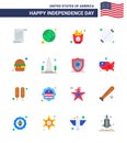 Happy Independence Day USA Pack of 16 Creative Flats of burger; grill; fast; bbq; food