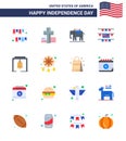 Happy Independence Day USA Pack of 16 Creative Flats of church bell; bell; elephent; alert; party decoration