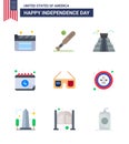 Happy Independence Day USA Pack of 9 Creative Flats of glasses; day; building; date; american