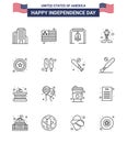 Happy Independence Day USA Pack of 16 Creative Lines of corn dog; star; christmas bell; police; ice Royalty Free Stock Photo