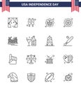 Happy Independence Day USA Pack of 16 Creative Lines of landmark; gate; flag; bridge; star