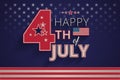 Happy Independence Day USA 4th of July dark blue background - 4th of July USA independence day celebration vector Royalty Free Stock Photo